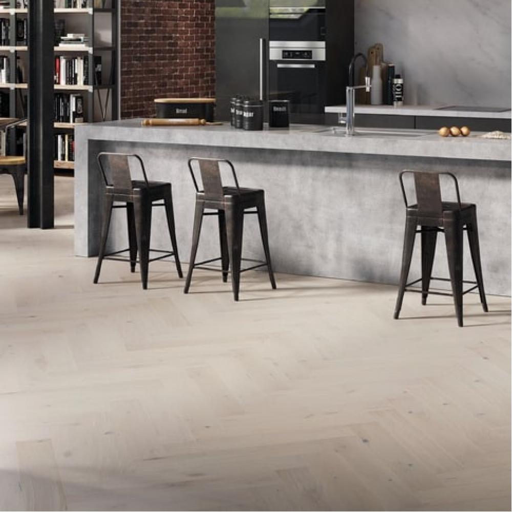 Parchet triplustratificat STEJAR CAPPUCCINO HERRINGBONE 130 Pure Classico Barlinek