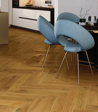 Parchet triplustratificat STEJAR VIBRANCE HERRINGBONE 110 Barlinek